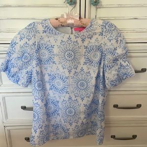 Lilly Pulitzer Ruffled Shirt. Size M. Excellent Condition!